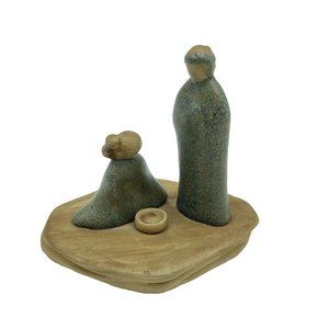 Vintage Jack Black Art Pottery Man & Woman Kneeling At Prayer Bowl 1984 Signed